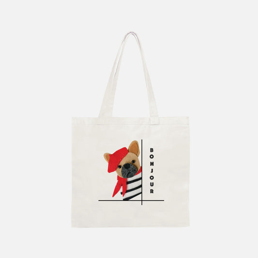 BONJOUR Small Cotton Tote Bag